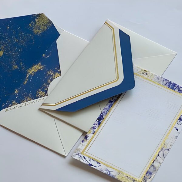 Blue Mini Notes Design China Blue Mini Notecards – Kakhi Design